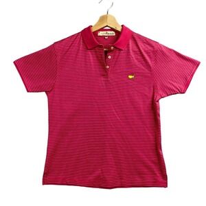 Magnolia Lane Masters polo shirt women's sz small striped pink short sleeve Pima